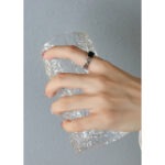 anillo de acero de titanio diamante cuadrado negro