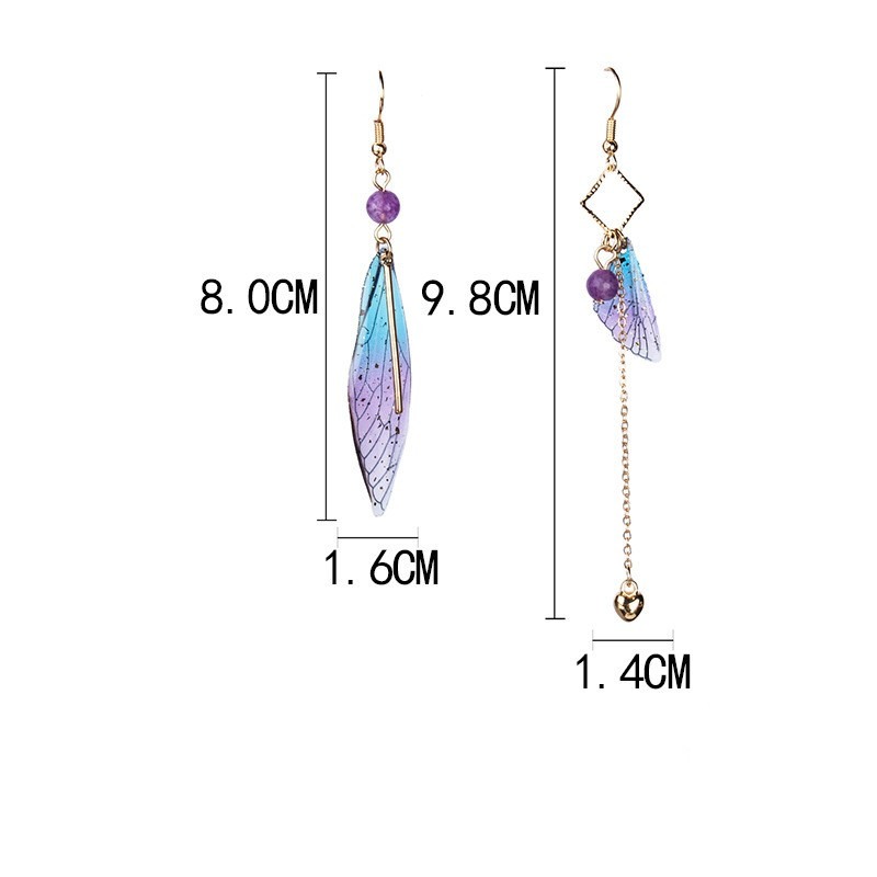 estilo étnico alas asimétrico resina sintética sin incrustaciones pendientes